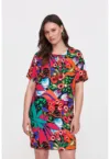 Rochie cu decolteu la baza gatului si imprimeu floral