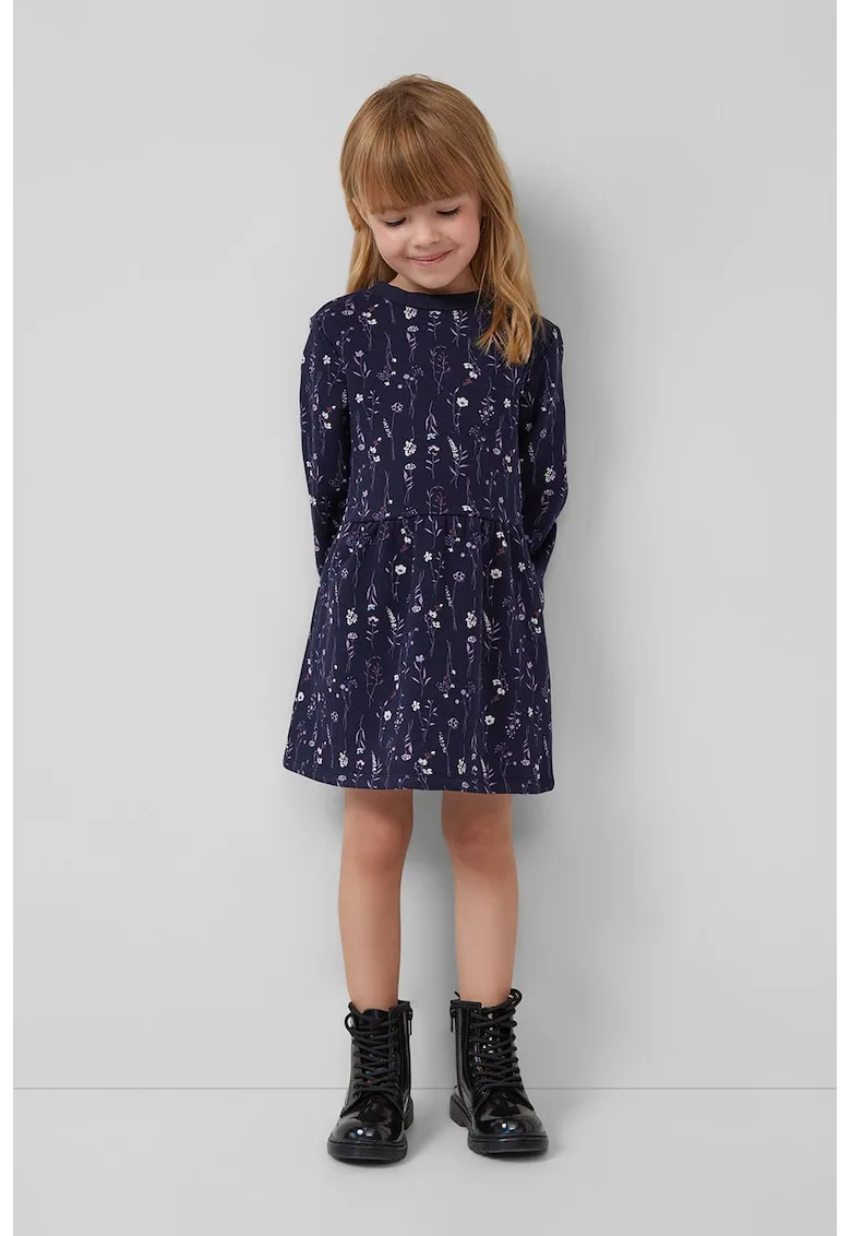 Rochie cu decolteu la baza gatului si model floral