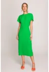 Rochie cu decolteu la spate si deschidere -  Verde -