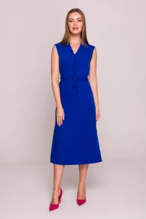 Rochie cu decolteu legat si curea in talie -
