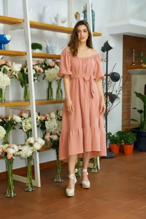 Rochie cu decolteu pe umeri si terminatie asimetrica Cassia