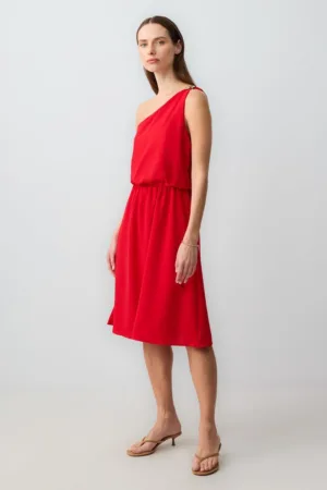 Rochie cu decolteu pe un umar si talie elastica