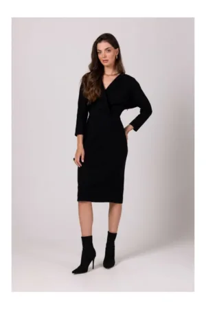 Rochie cu decolteu tip cache coeur - Negru -