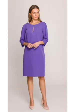 Rochie cu decupaj in forma de lacrima la decolteu - Violet -