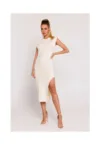 Rochie dama - cu decupaj la picior - Poliester - Alb