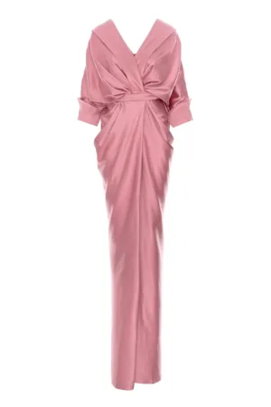 Rochie cu design drapat si slit frontal