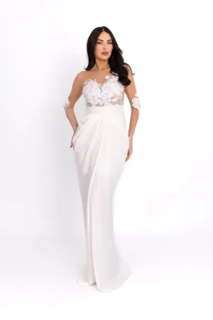 Rochie cu detalii florale - pentru mirese