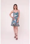 Rochie cu detaliu volane si model floral Forever Yours