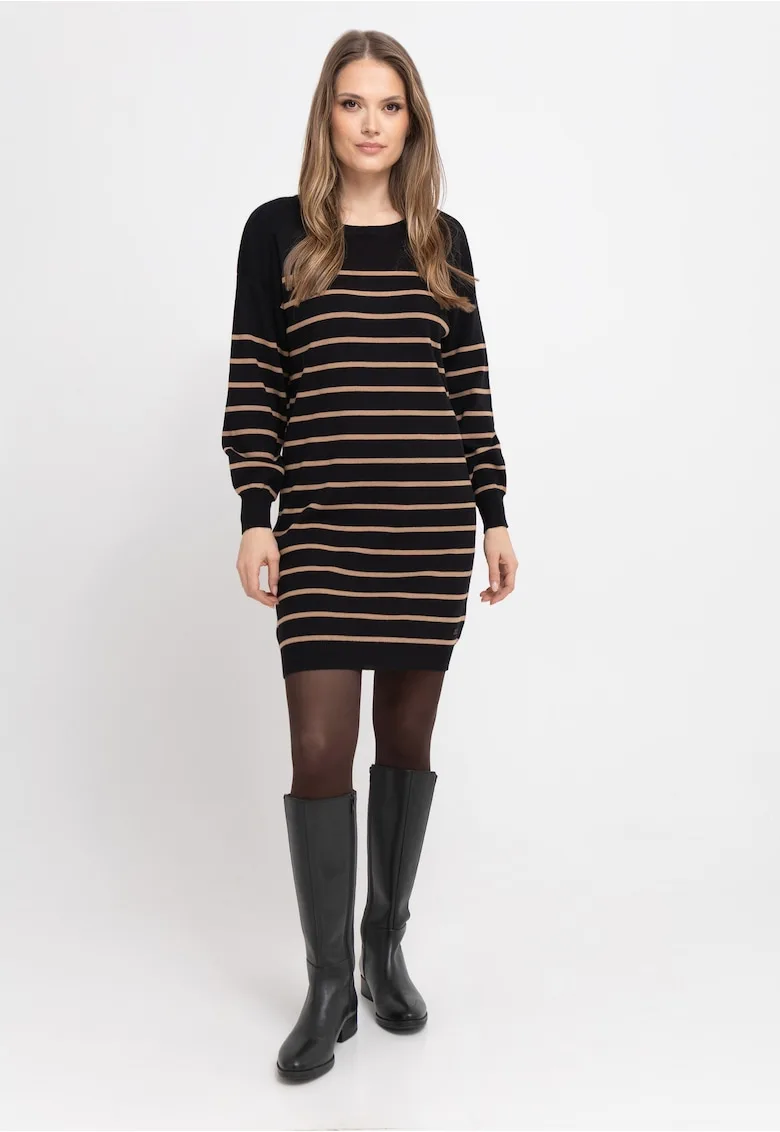 Rochie cu dungi G-Senti - tricot - negru - maneca lunga