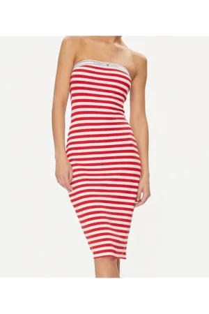 Rochie cu dungi fara bretele