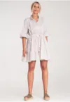 Rochie  cu dungi - maneci largi - bej -