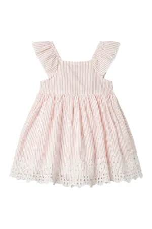 Rochie cu dungi si detalii cu dantela sangallo