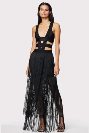 Rochie cu franjuri si decolteu adanc in V