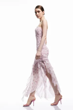 Rochie cu fronseuri si model floral