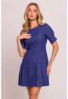Rochie cu fusta plisata -  Albastru -
