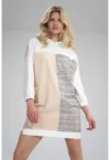 Rochie  cu gluga - model abstract - poliester - multicolor -