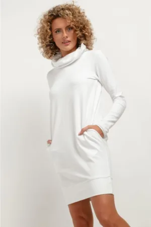 Rochie cu guler inalt si buzunare T376