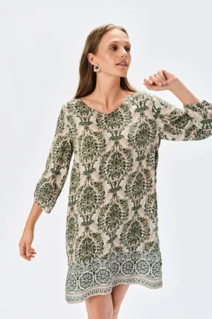 Rochie cu guler tunica si motive orientale