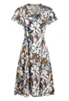 Rochie cu imprimeu floral din amestec de in - Multicolor
