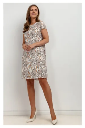 Rochie cu imprimeu floral si amestec din in