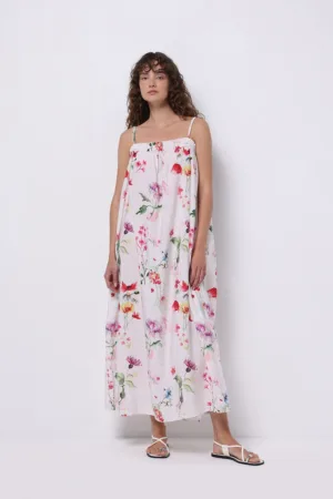 Rochie cu imprimeu floral si bretele
