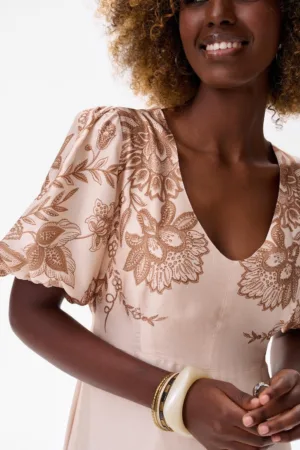 Rochie cu imprimeu floral si cordon