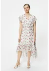 Rochie cu imprimeu floral si cordon in talie