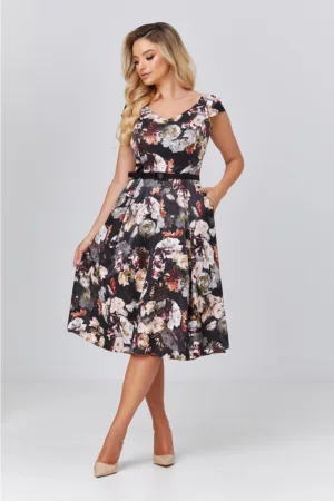 Rochie cu imprimeu floral si curea asortata