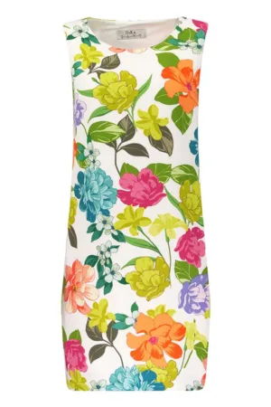 Rochie cu imprimeu floral si decolteu rotund