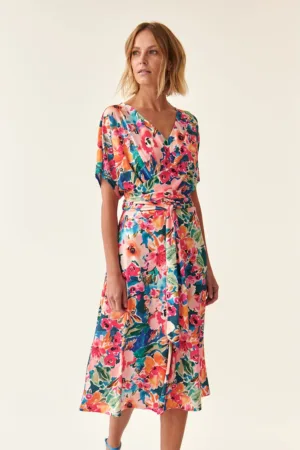 Rochie cu imprimeu floral si maneci kimono