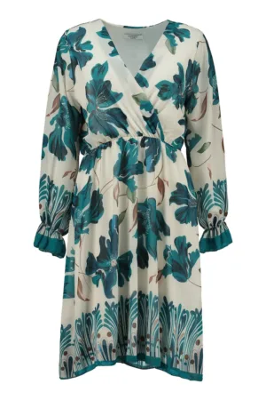 Rochie cu imprimeu floral si maneci lungi