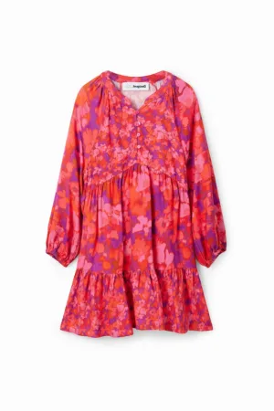 Rochie cu imprimeu floral si maneci raglan