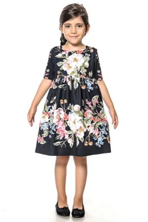 Rochie cu imprimeu floral si maneci scurte