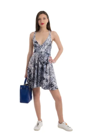 Rochie cu imprimeu piele de sarpe si bretele multiple Eva
