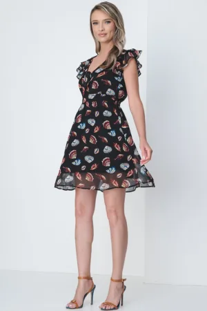 Rochie cu imprimeu si decolteu in V Peekaboo