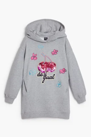 Rochie cu imprimeu si gluga