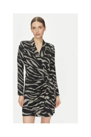 Rochie cu imprimeu zebra - DD4J6D32 ZQO - neagra - 100% poliester