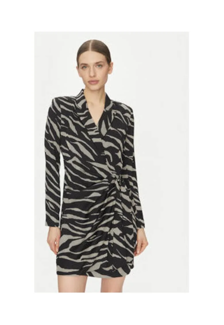 Rochie cu imprimeu zebra - DD4J6D32 ZQO - neagra - 100% poliester