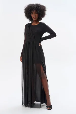 Rochie cu insertii de lurex si drapaje