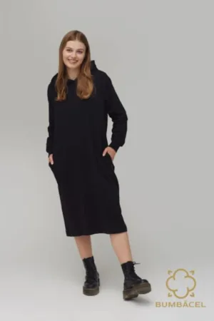 Rochie cu maneca lunga si cu gluga din bumbac
