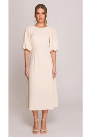 Rochie cu maneci bufante - Alb