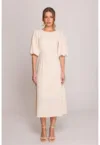 Rochie cu maneci bufante -  Alb -