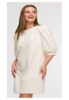 Rochie cu maneci bufante -  Ecru -