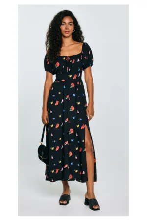 Rochie cu maneci bufante si imprimeu floral Roksi