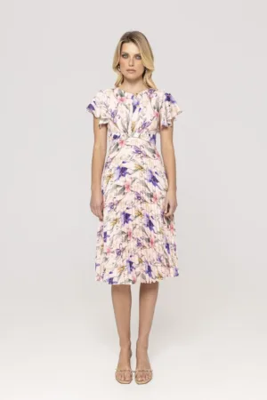 Rochie cu maneci butterfly si model floral