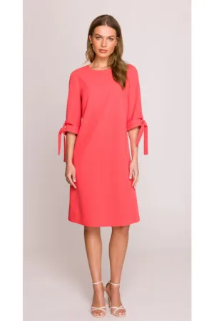 Rochie cu maneci legate - Roz -