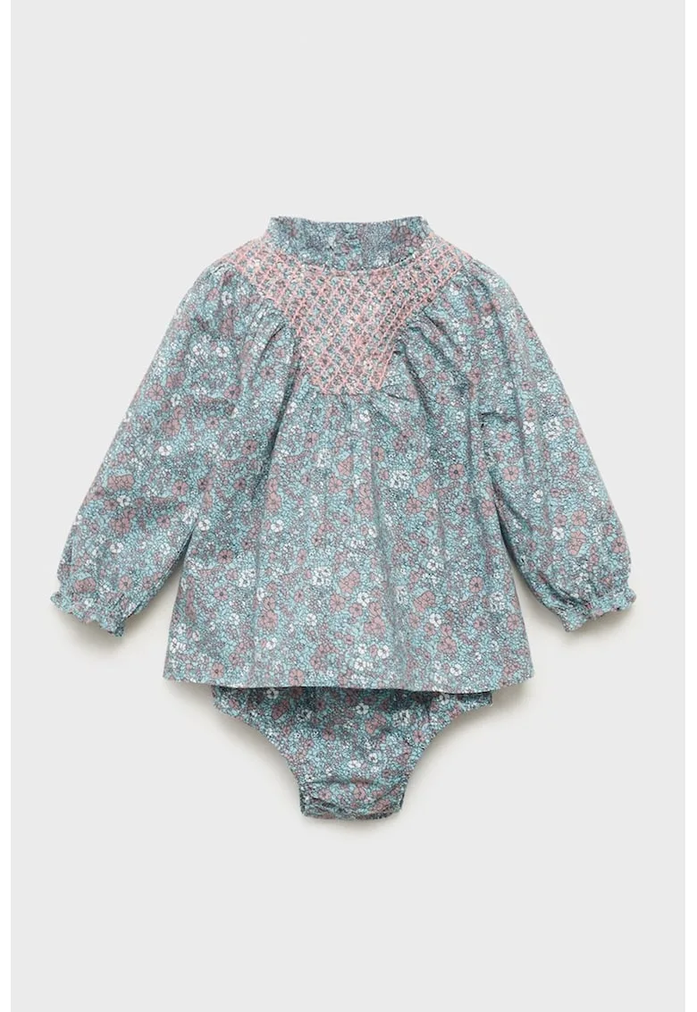 Rochie cu maneci lungi - chiloti si model floral