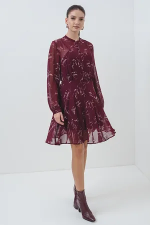 Rochie cu maneci lungi si imprimeu