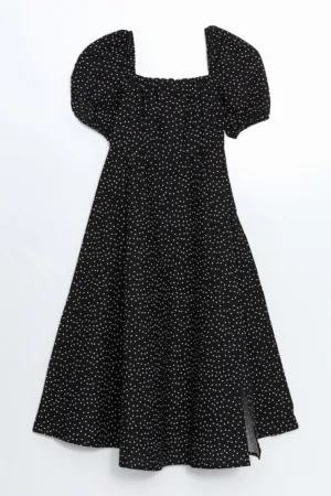 Rochie cu maneci scurte si buline