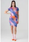 Rochie cu maneci scurte si imprimeu Nastaja